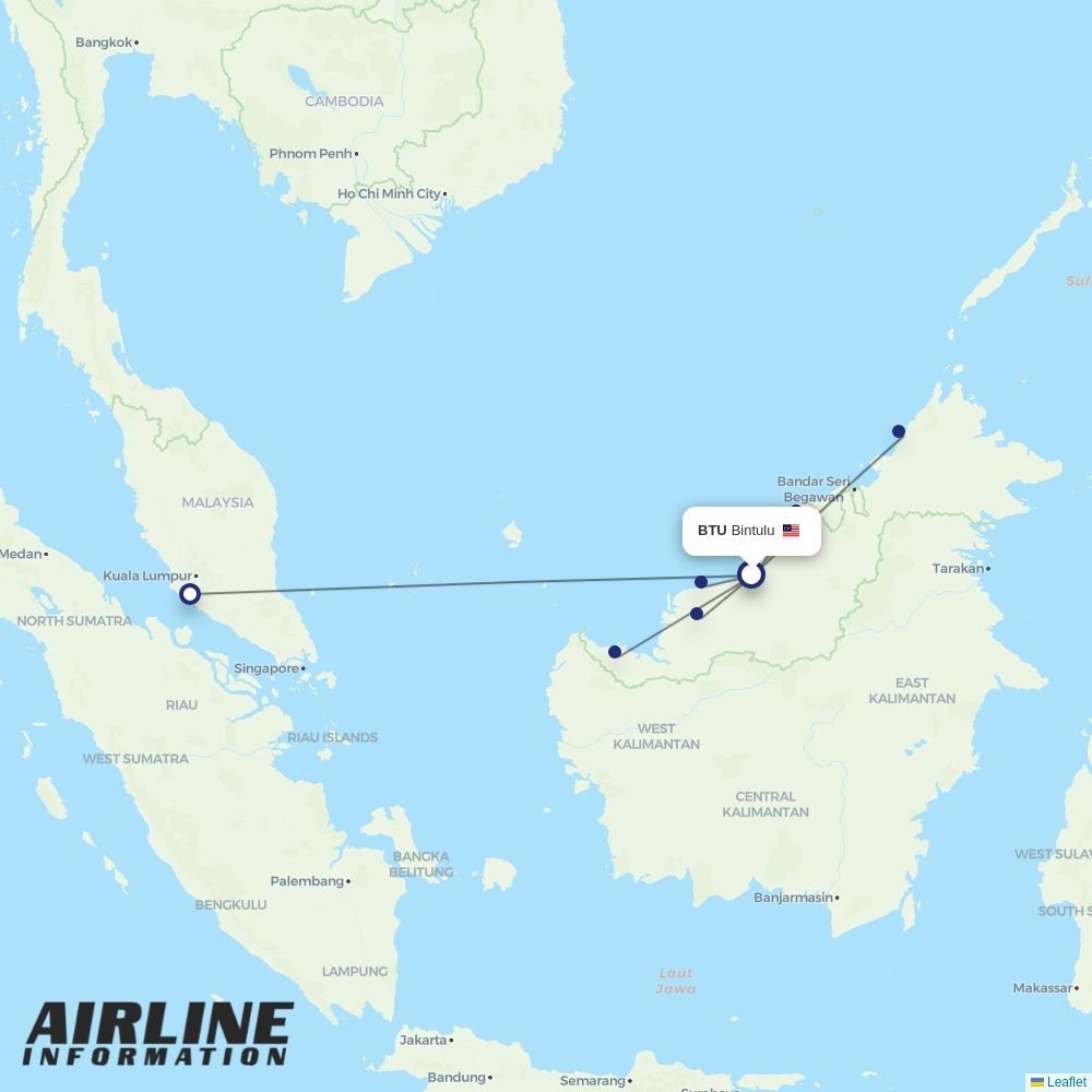AirAsia routes from BTU