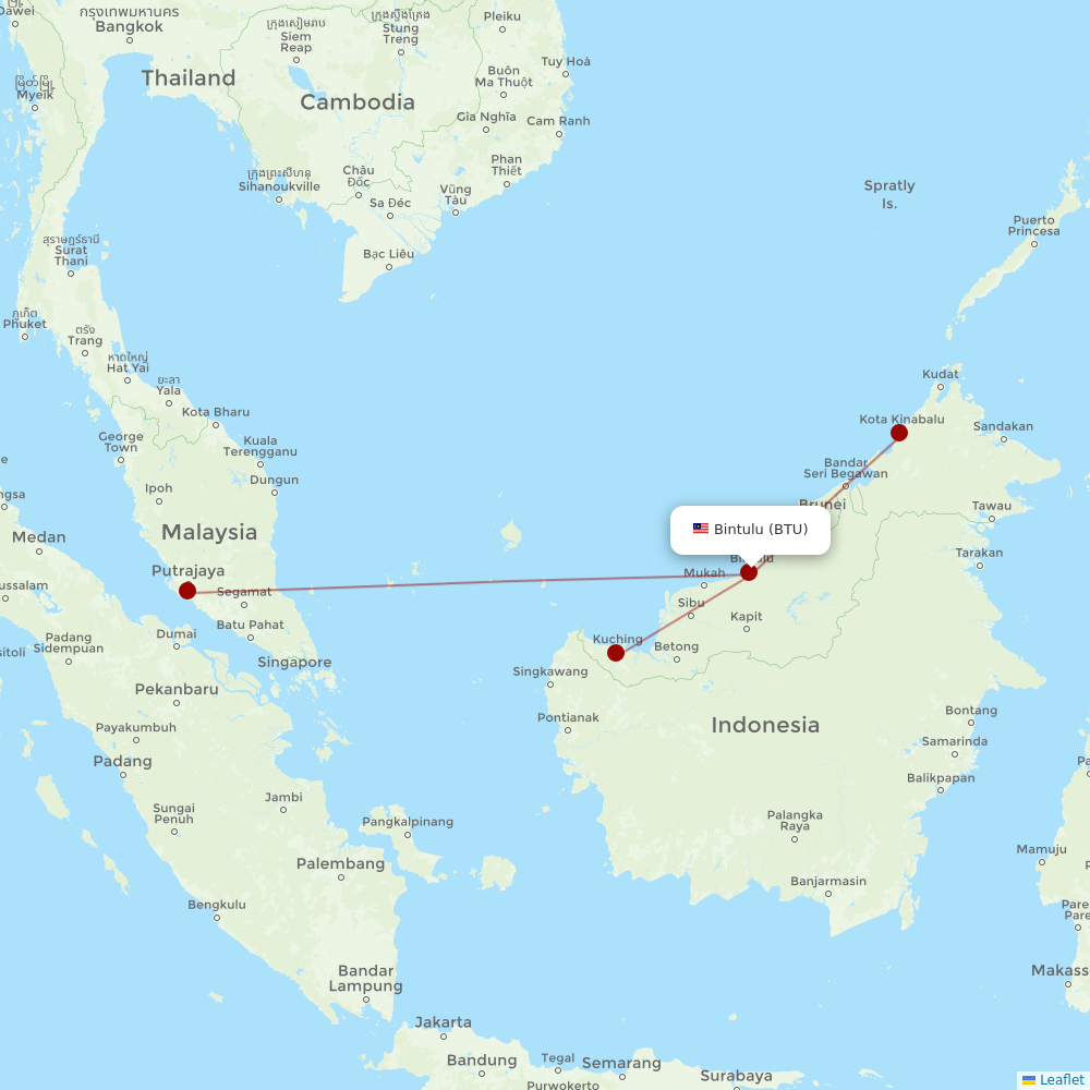 AirAsia at BTU route map