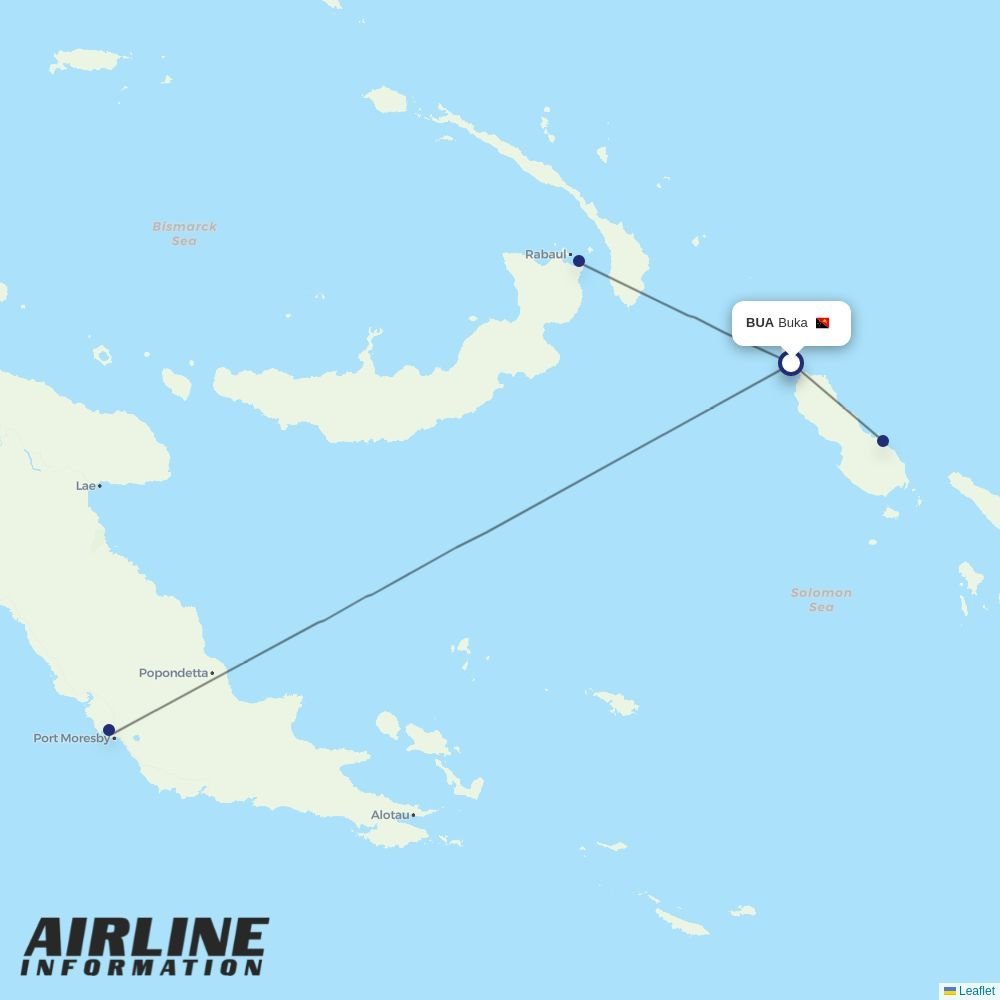 PNG Air routes from BUA