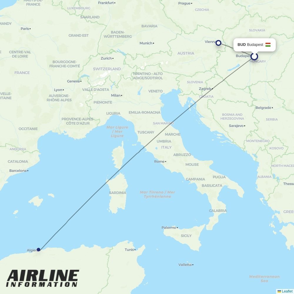 Air Algerie routes from BUD