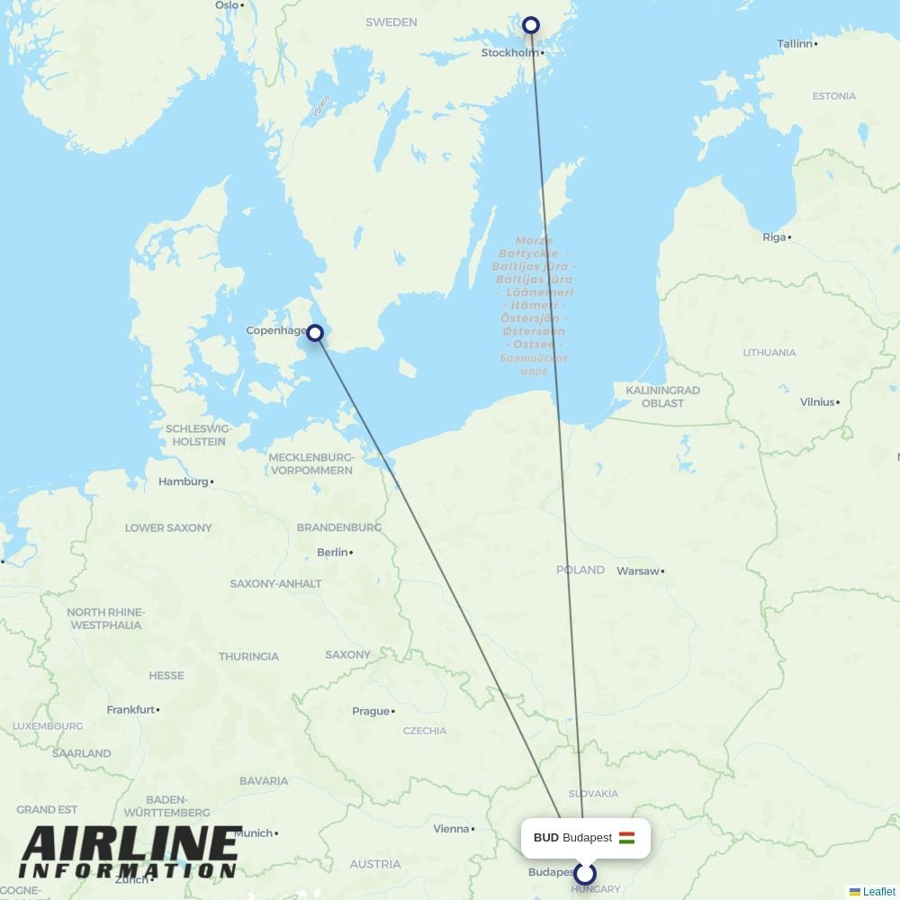 Norwegian Air Sweden routes from BUD
