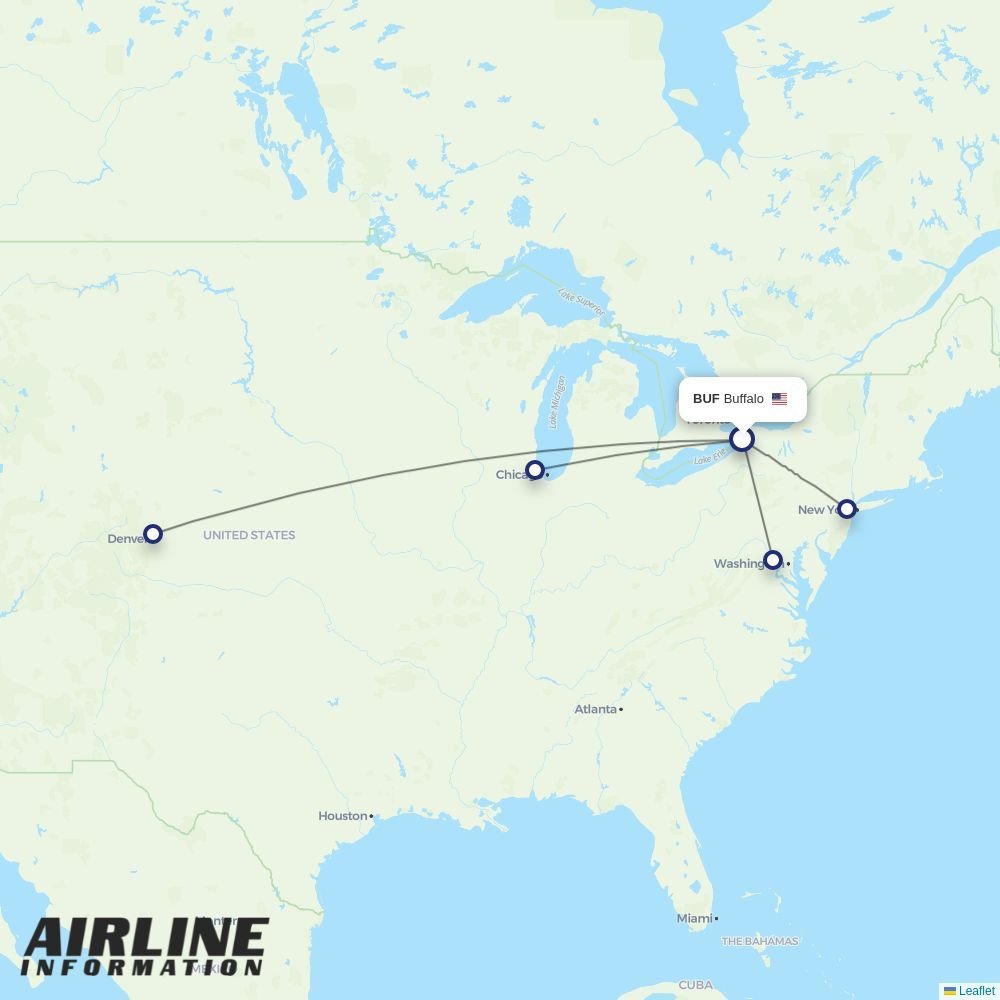 United routes from BUF
