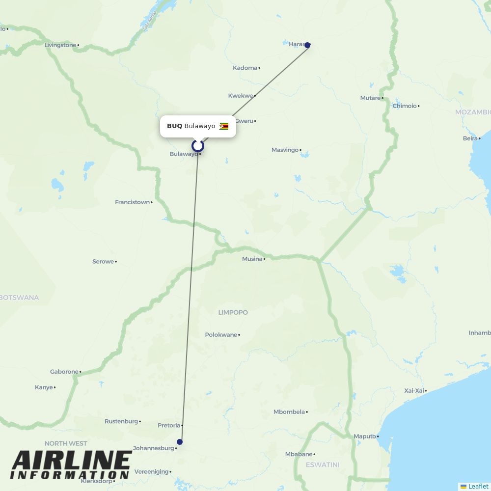 Fastjet routes from BUQ