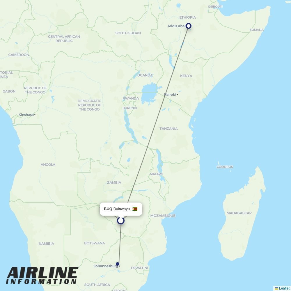 Air Zimbabwe routes from BUQ