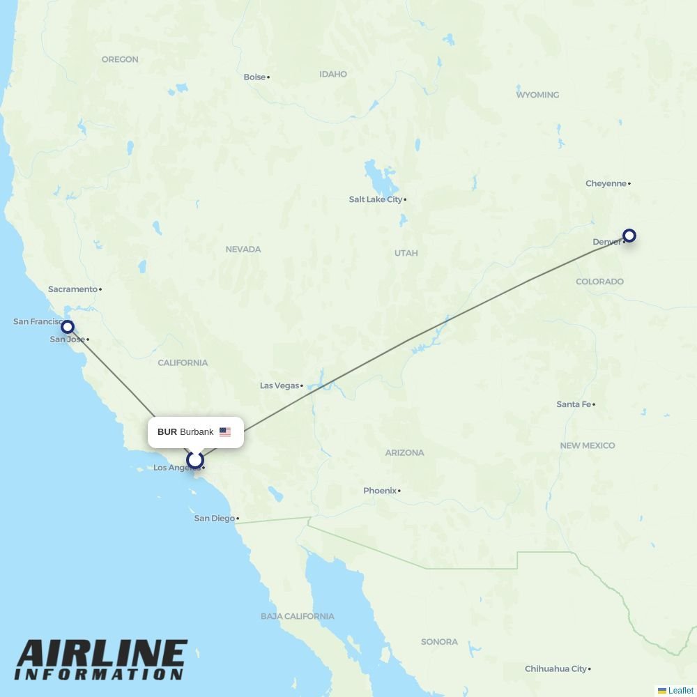 United routes from BUR