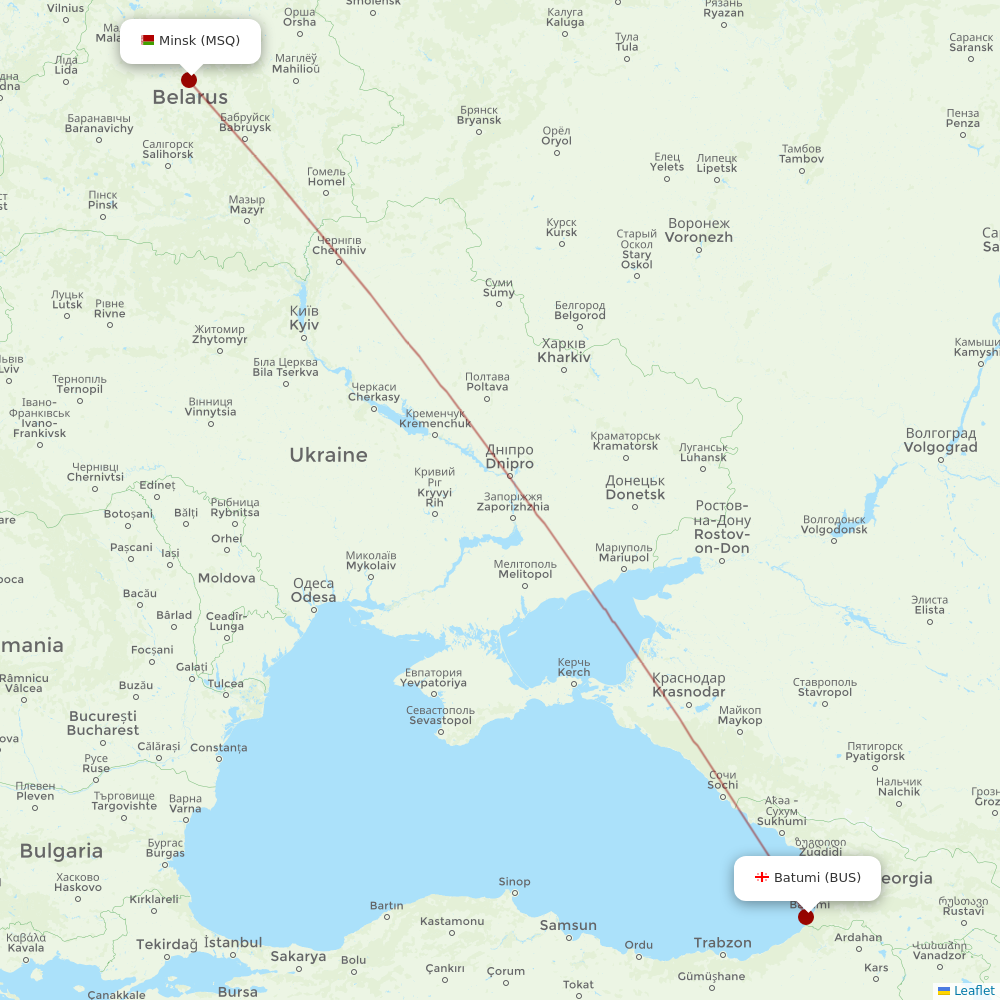 Belavia at BUS route map