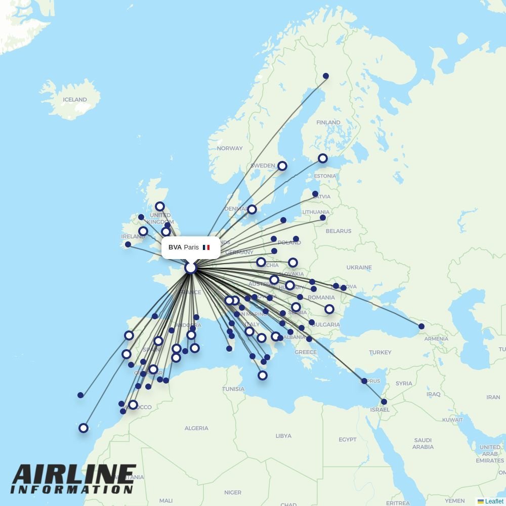 Ryanair UK routes from BVA