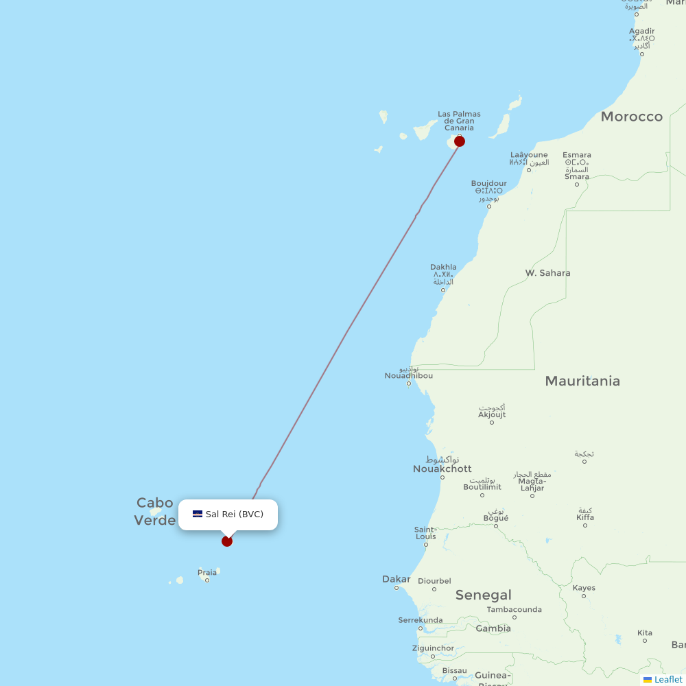 TUIfly Netherlands at BVC route map