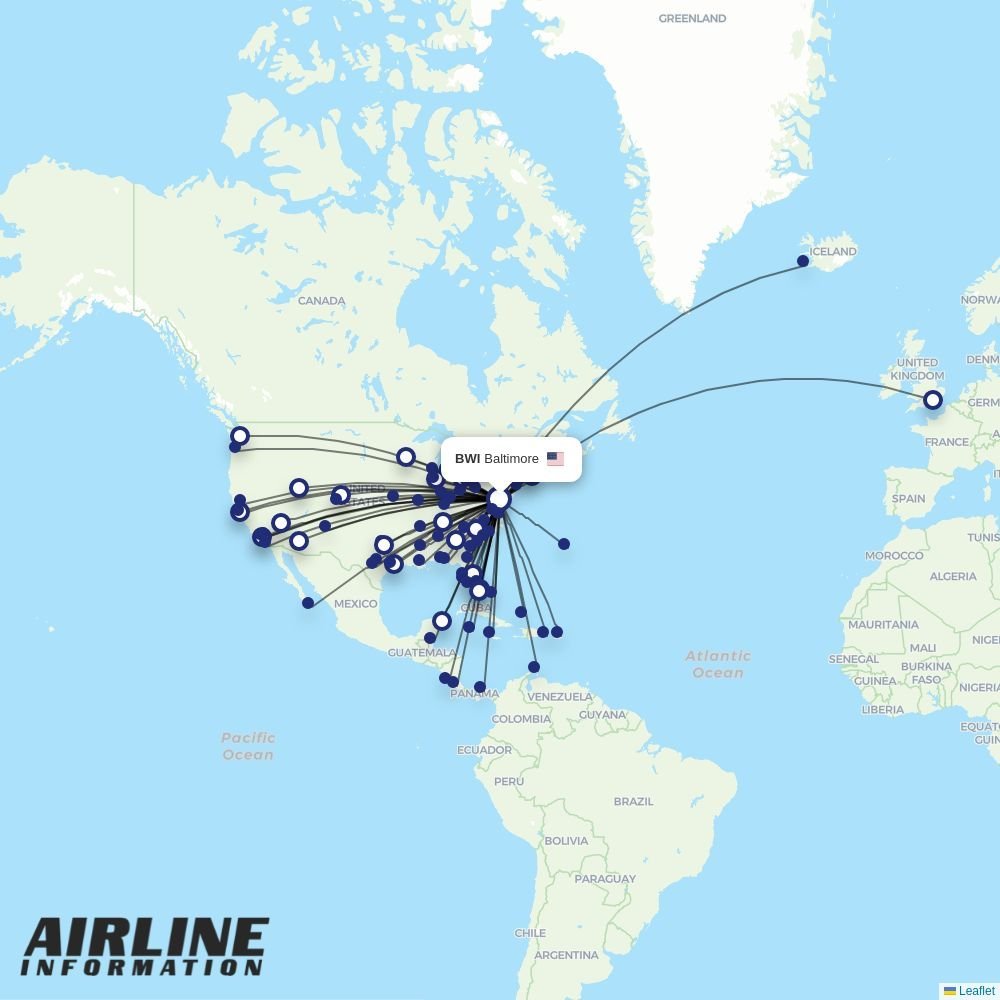 BermudAir routes from BWI