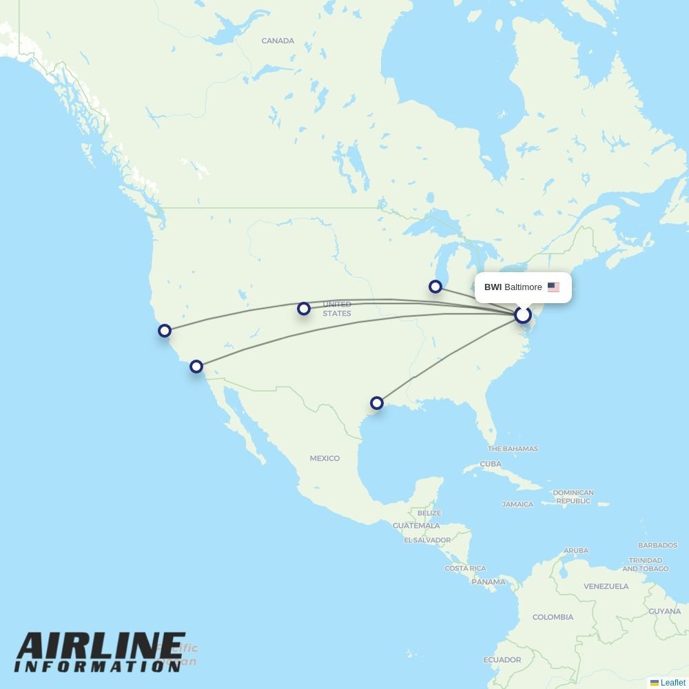 United routes from BWI