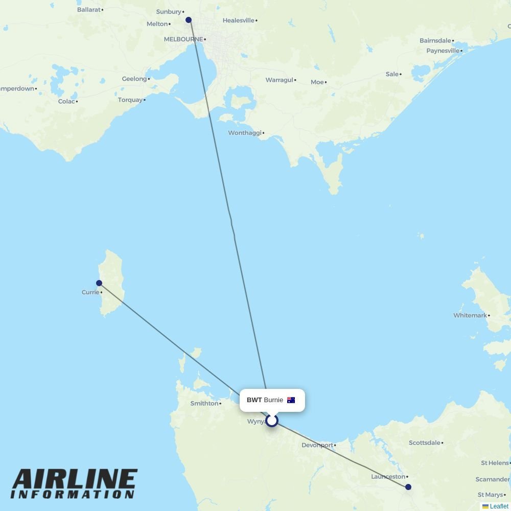 Sharp Airlines routes from BWT