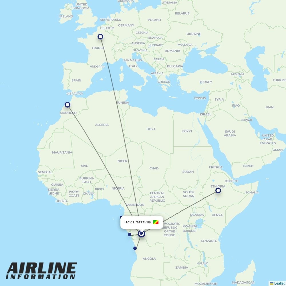 Royal Air Maroc routes from BZV
