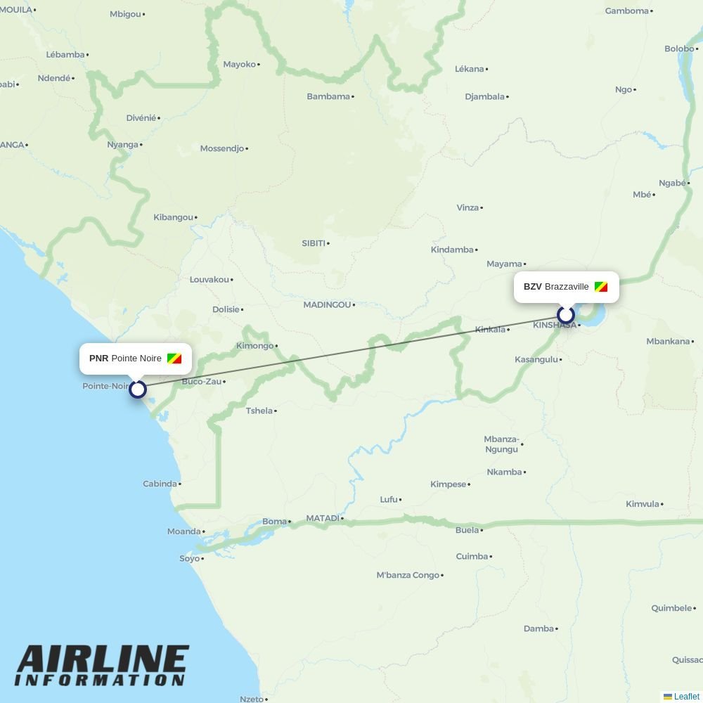 Air Cote DIvoire routes from BZV