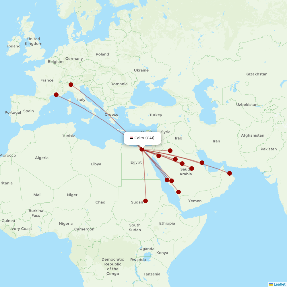 Air Arabia Egypt at CAI route map