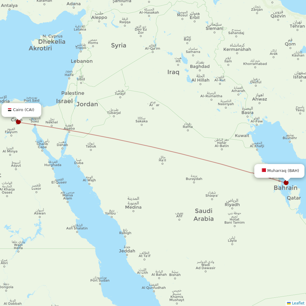 Gulf Air at CAI route map