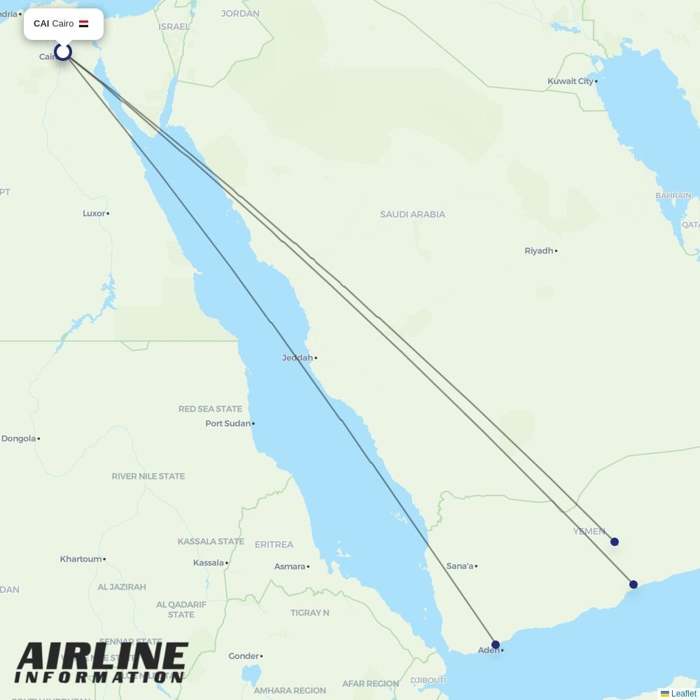 Yemenia routes from CAI