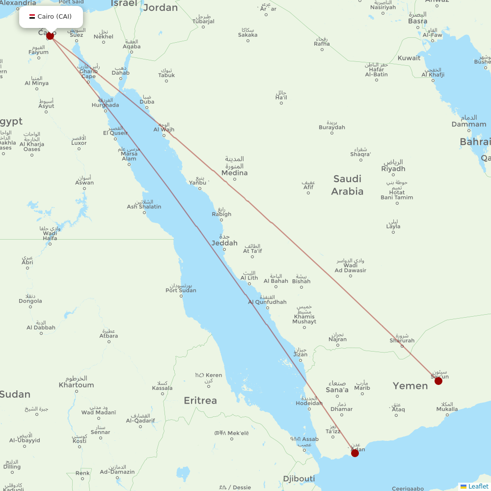 Yemenia at CAI route map