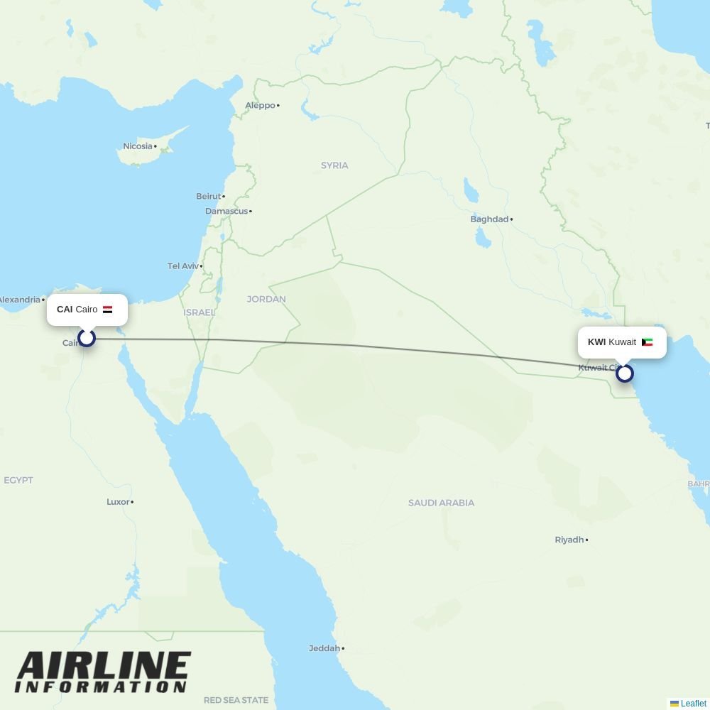 Kuwait Airways routes from CAI