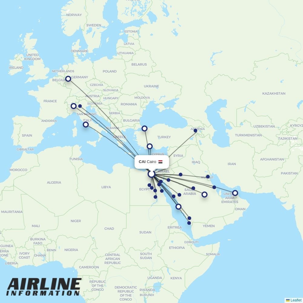 Air Cairo routes from CAI