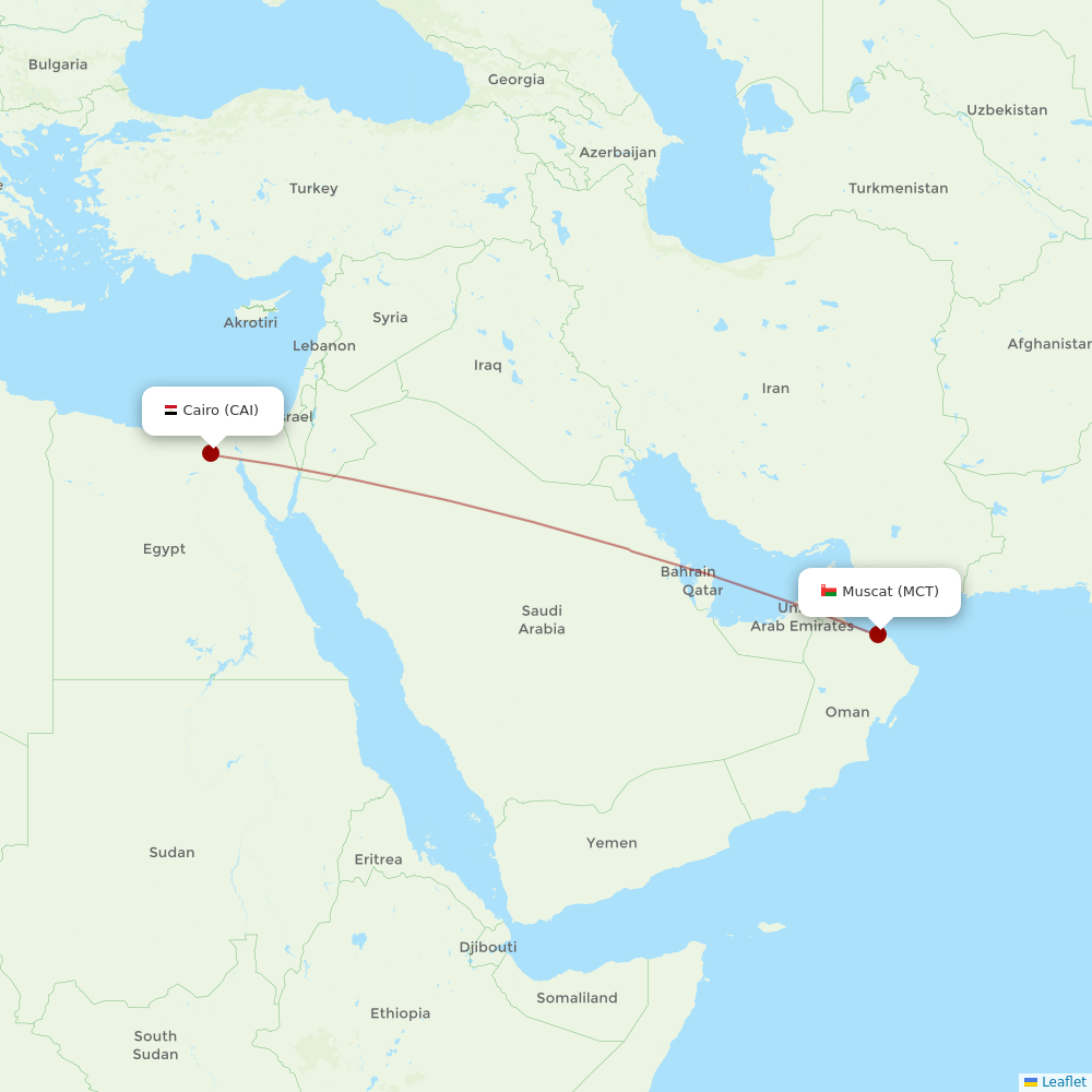 Oman Air at CAI route map