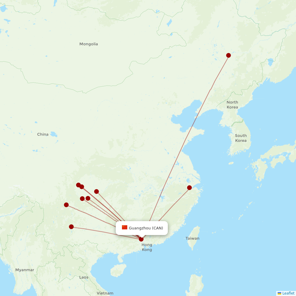 Sichuan Airlines at CAN route map