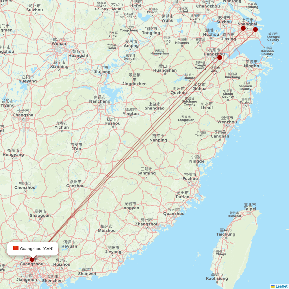 Shanghai Airlines at CAN route map