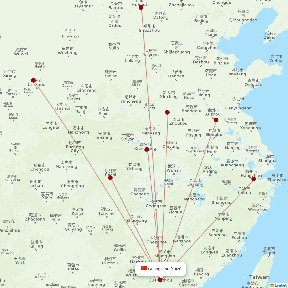 Loong Air at CAN route map