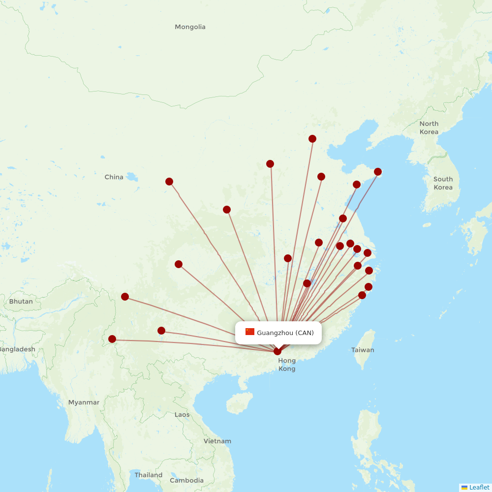 China Eastern at CAN route map