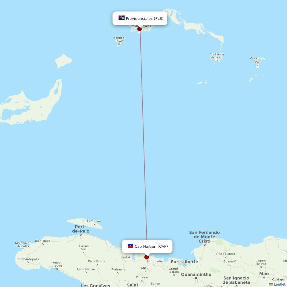 Caicos Express Airways at CAP route map