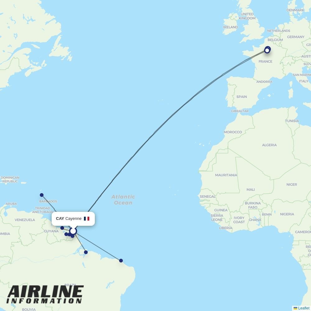 Air France routes from CAY
