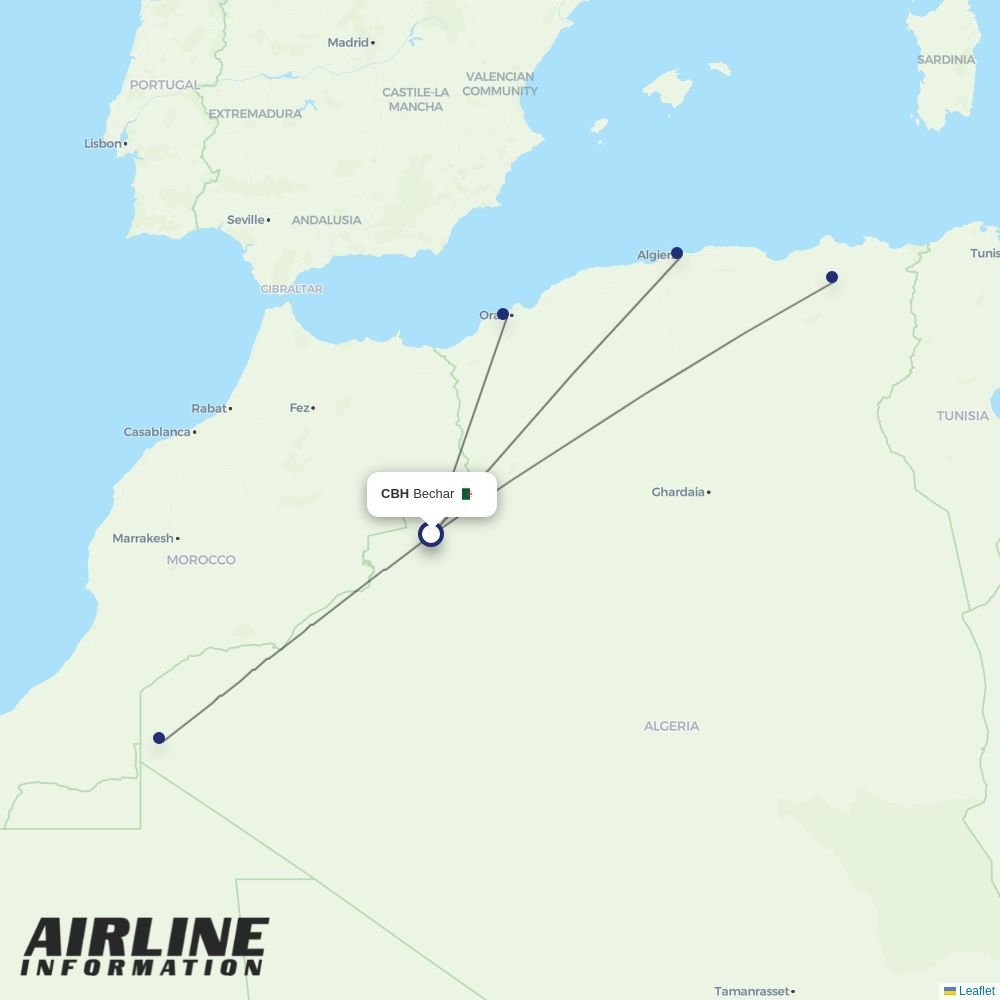 Air Algerie routes from CBH