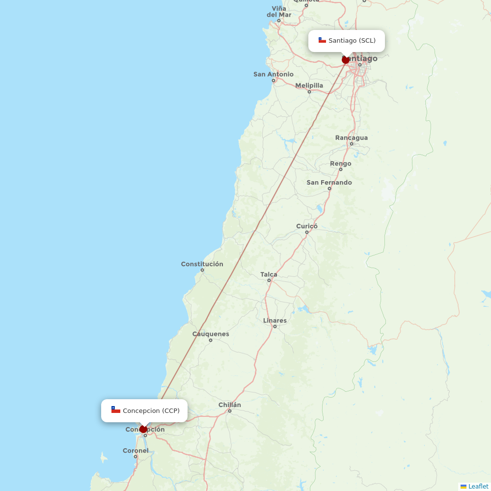 Sky Airline at CCP route map