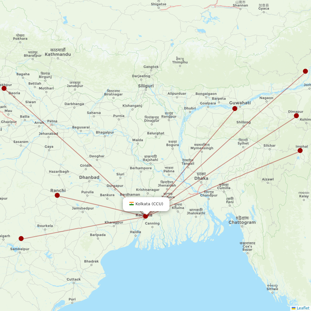 Air India at CCU route map
