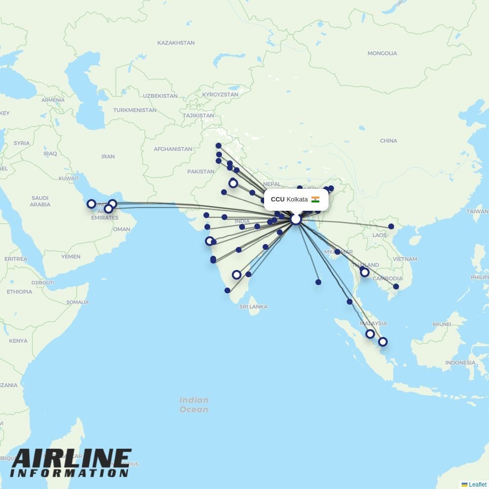 Air India routes from CCU