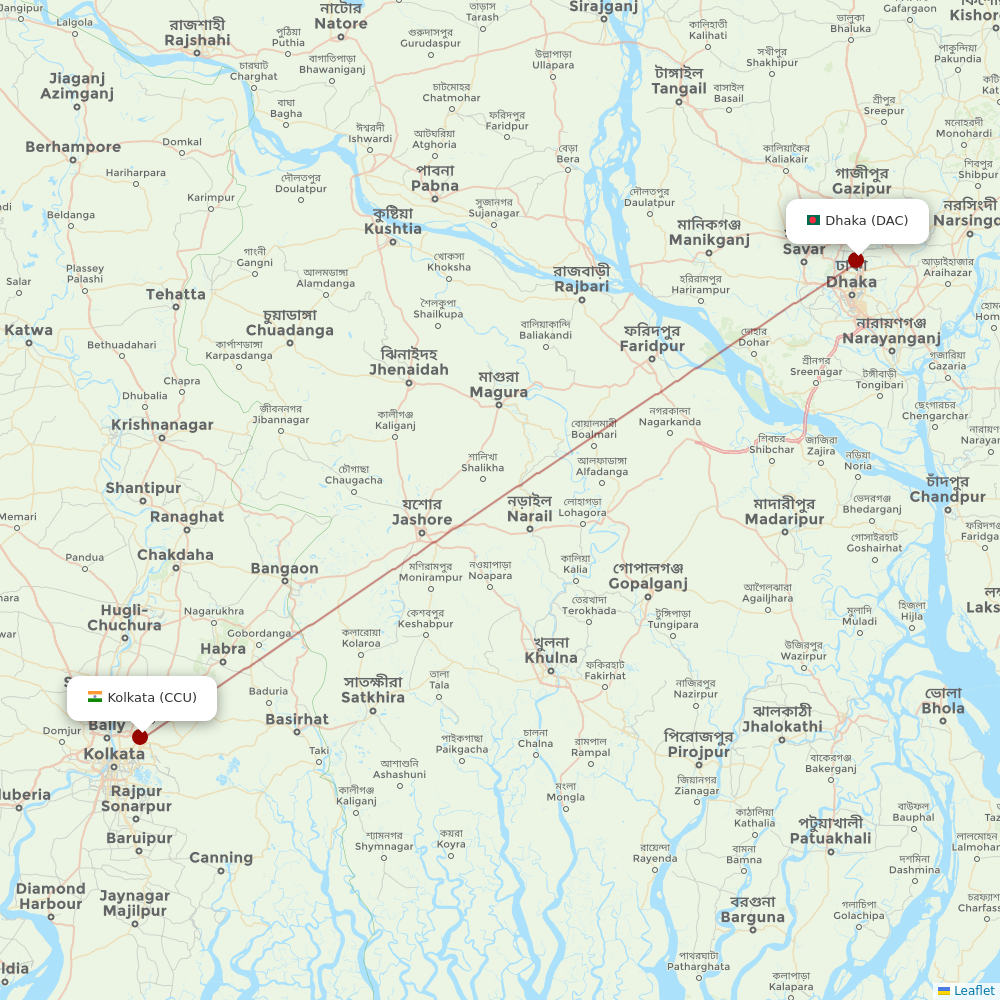 Biman Bangladesh Airlines at CCU route map