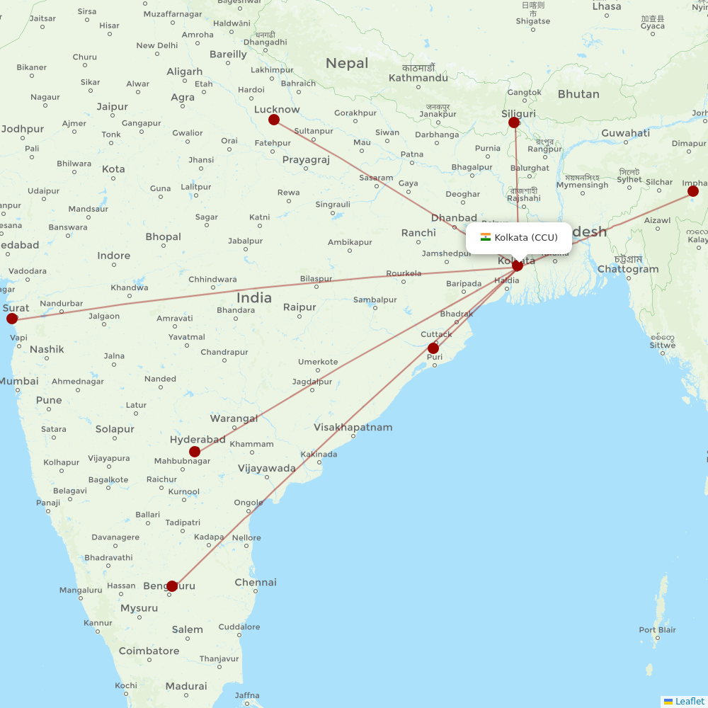 AirAsia India at CCU route map