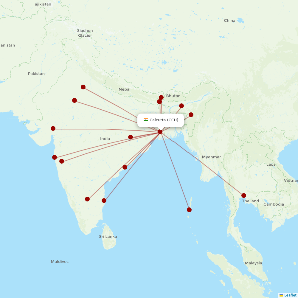 SpiceJet at CCU route map