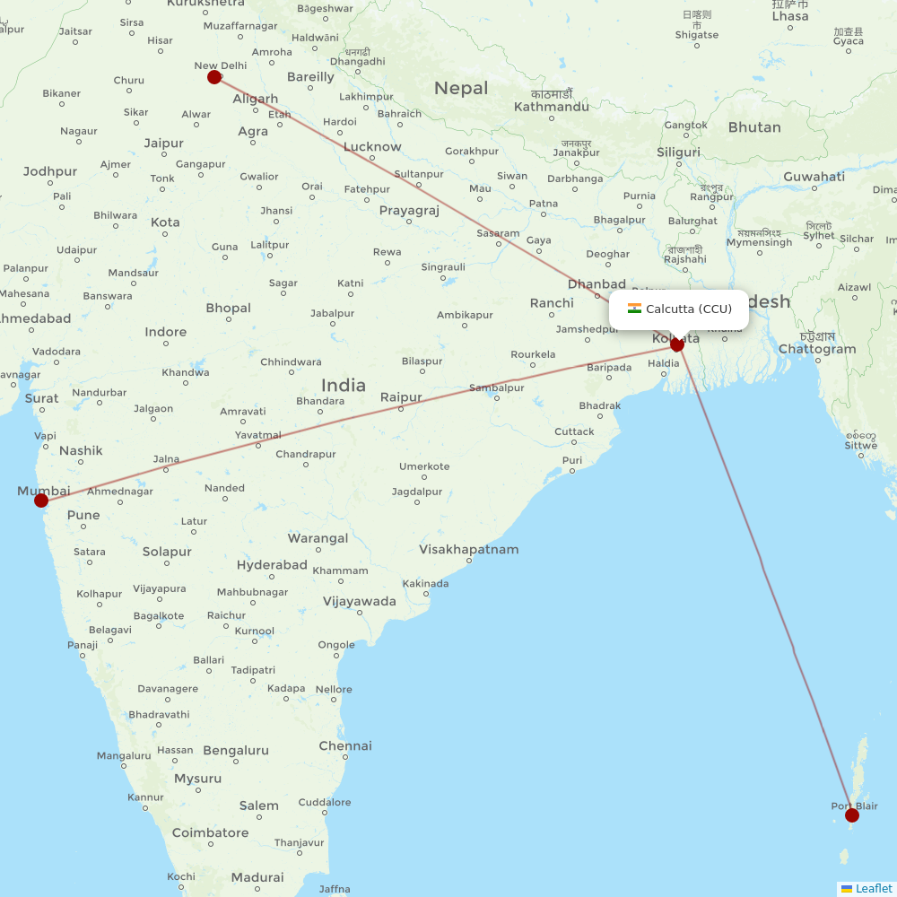 Vistara at CCU route map