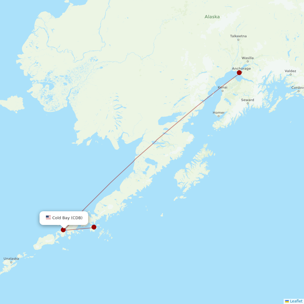 Ravn Alaska at CDB route map