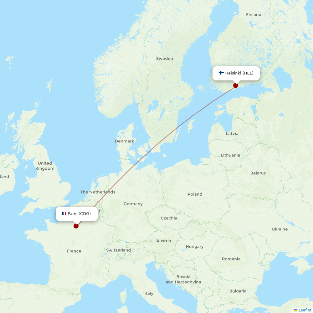 Finnair at CDG route map