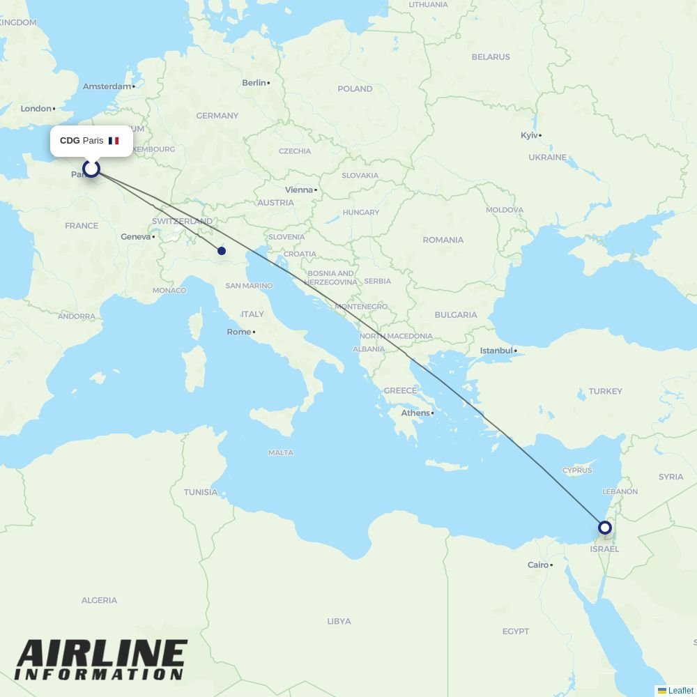 Arkia routes from CDG