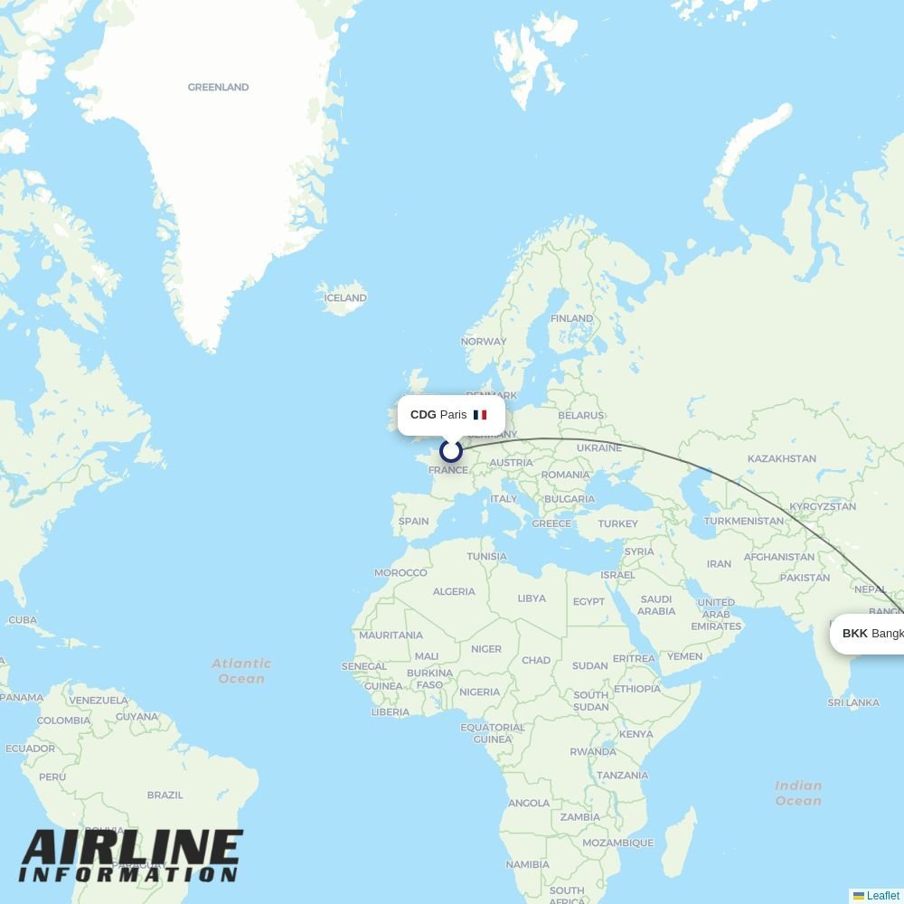 Aircalin routes from CDG