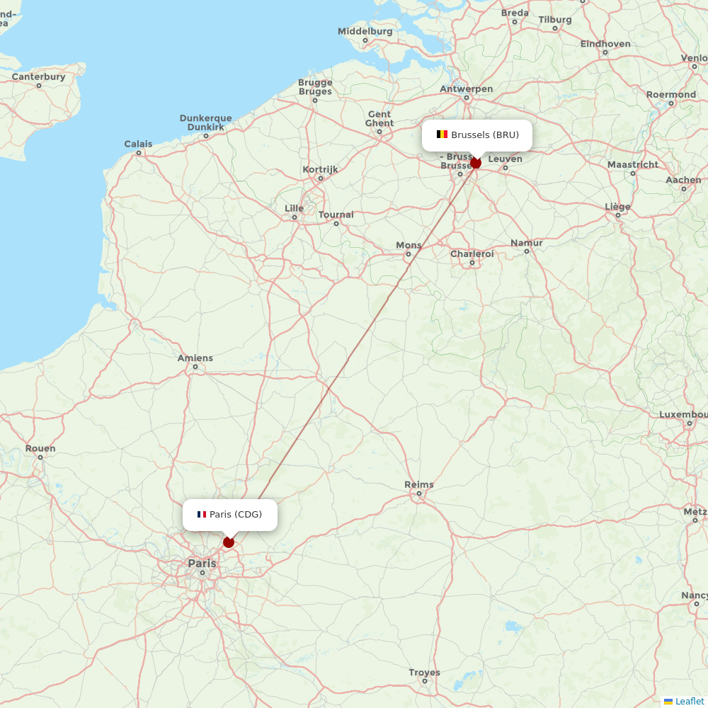 Brussels Airlines at CDG route map