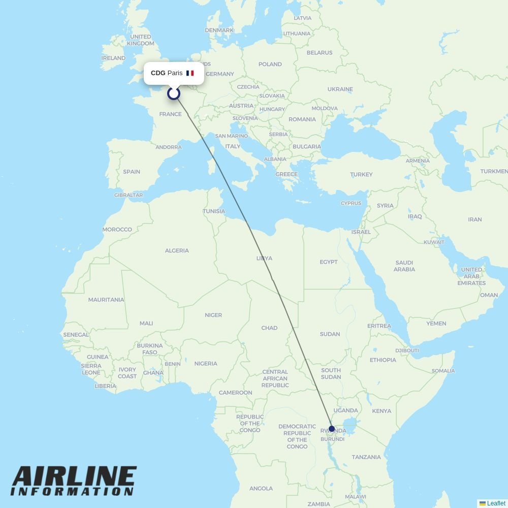 RwandAir routes from CDG