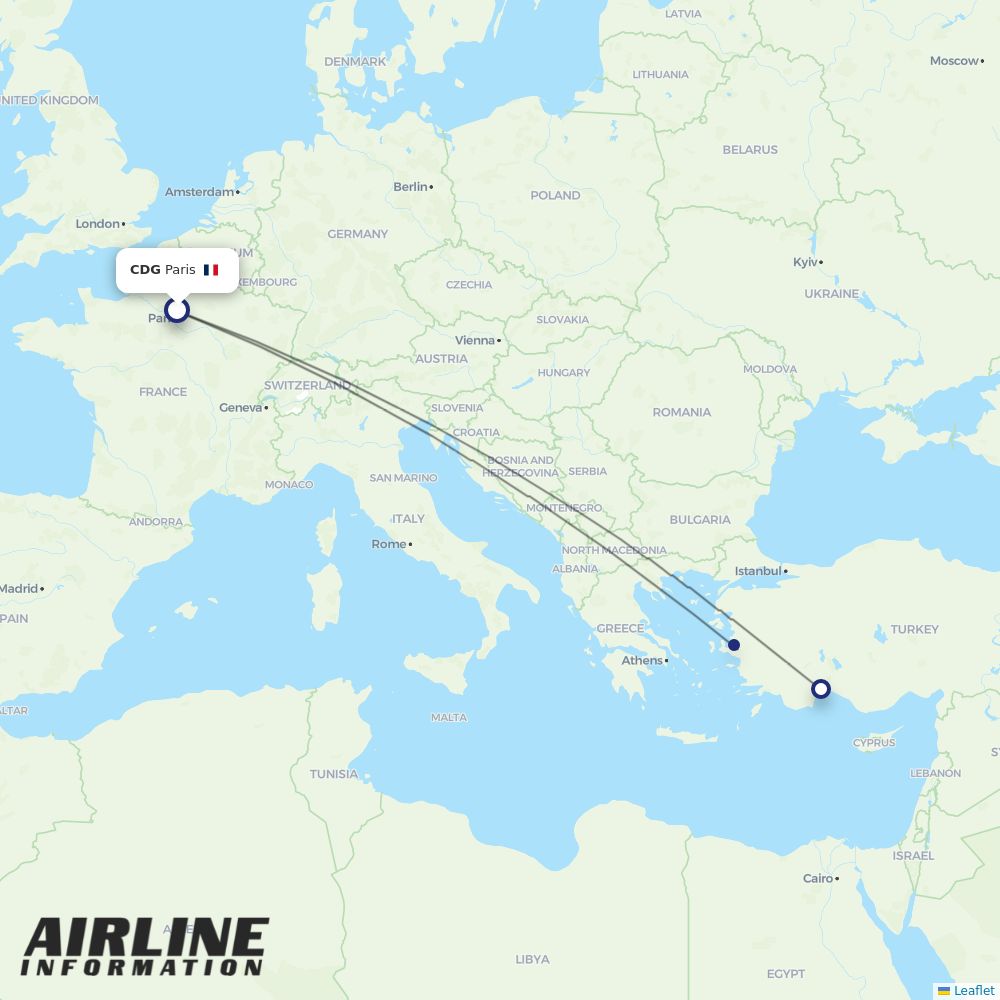 SunExpress routes from CDG