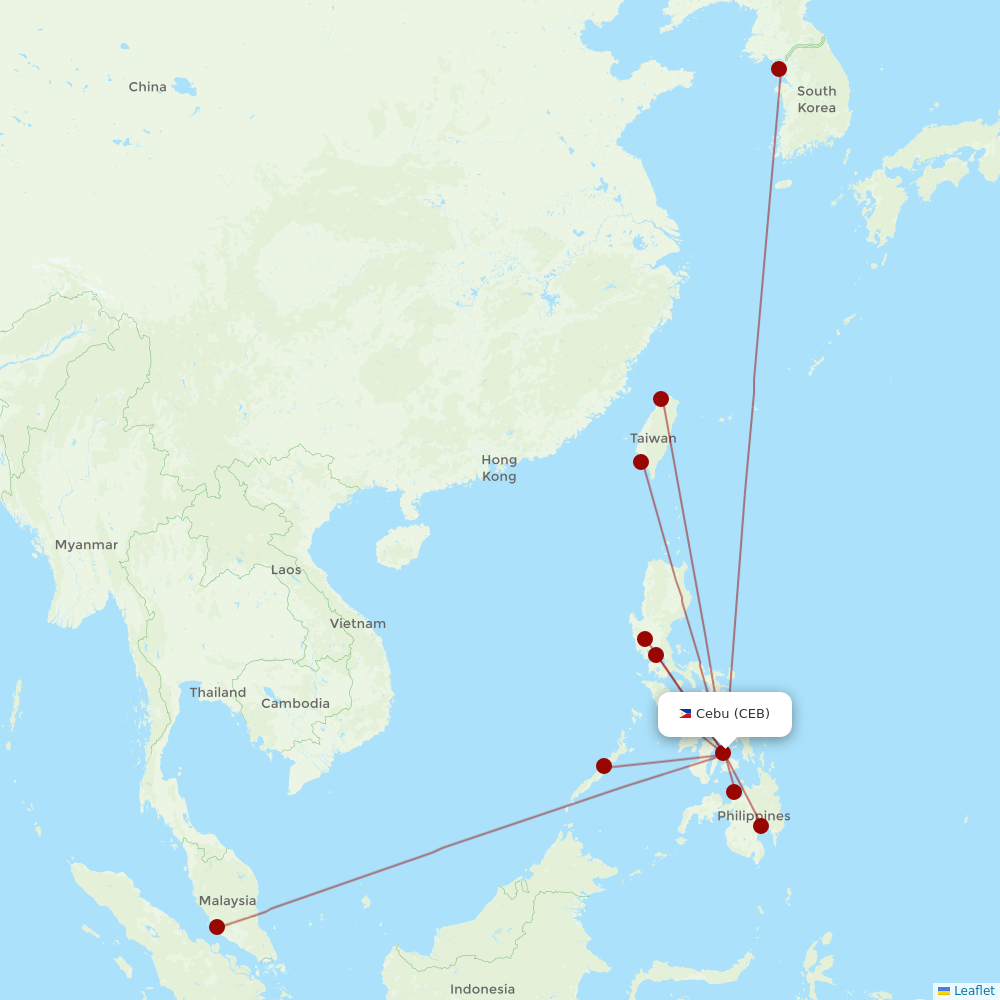 Philippines AirAsia at CEB route map