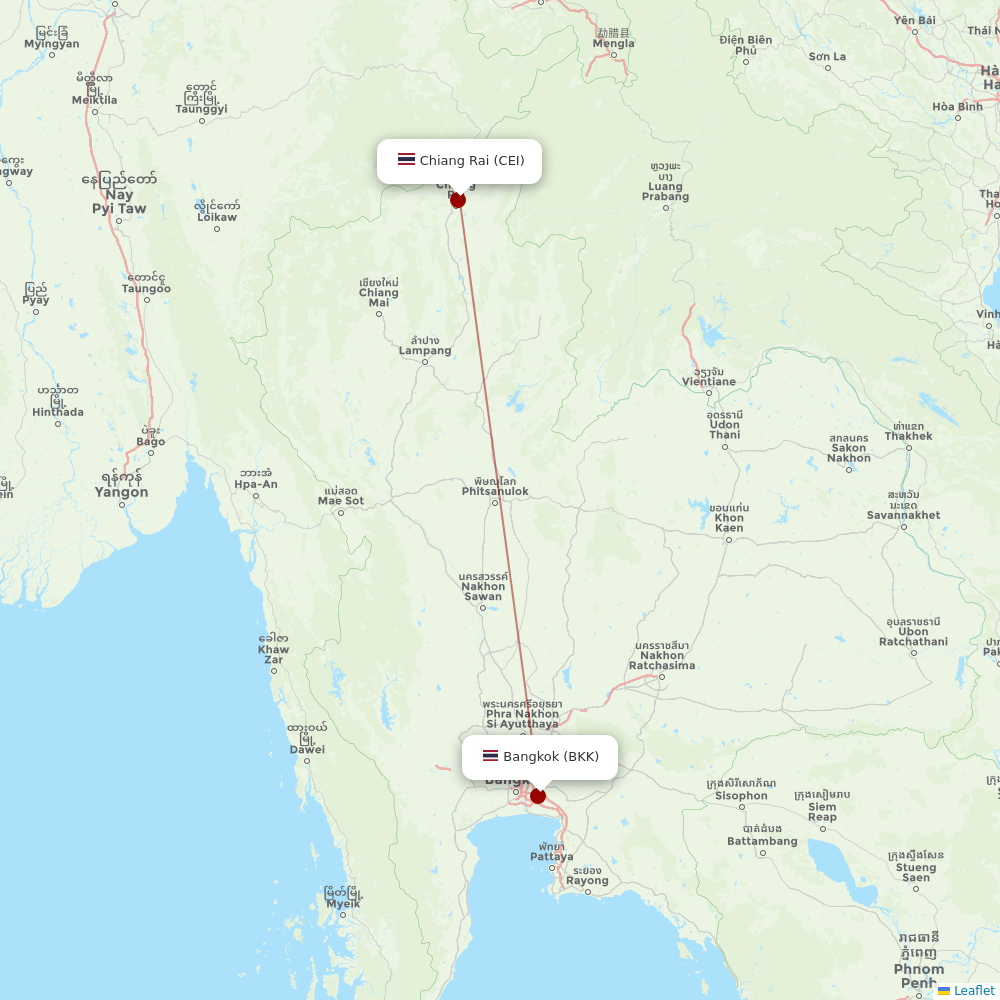 Thai Vietjet Air at CEI route map
