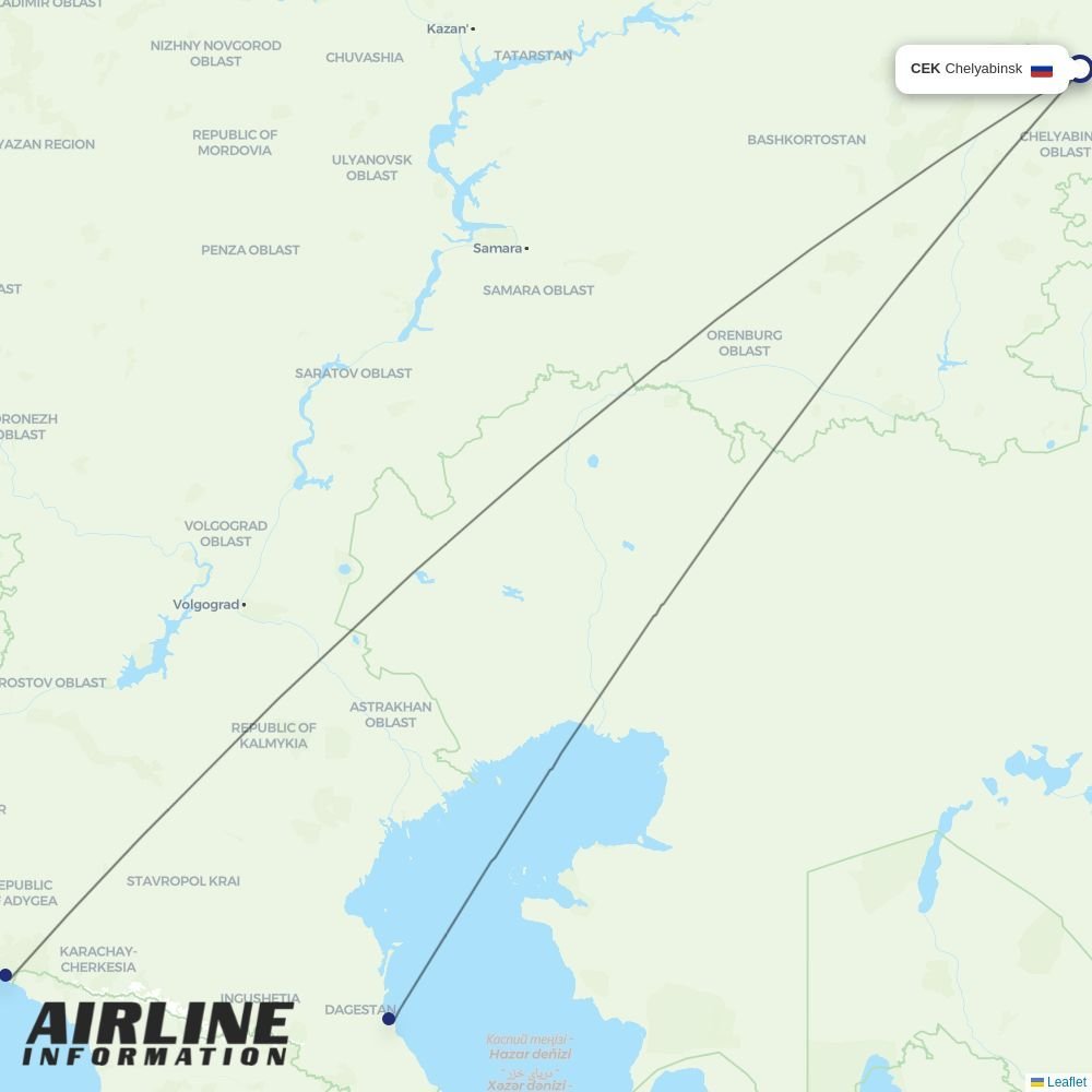 Nordwind Airlines routes from CEK