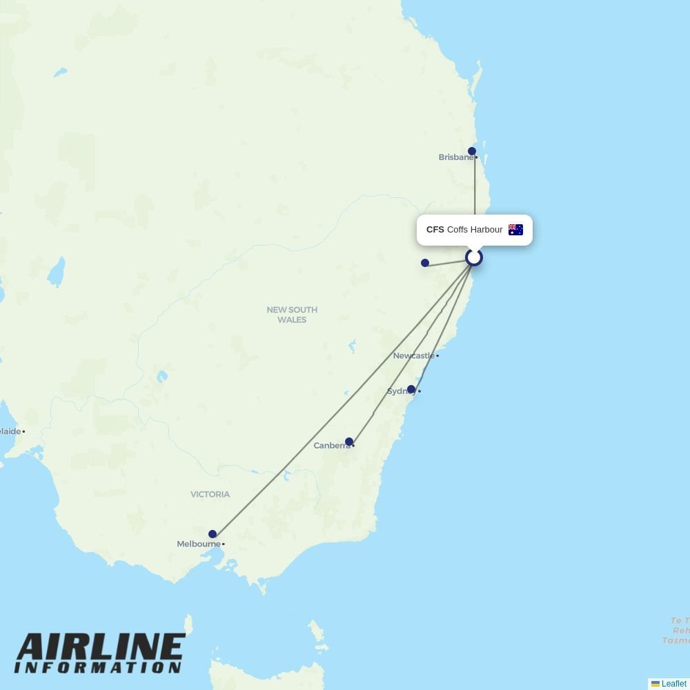 Qantas routes from CFS