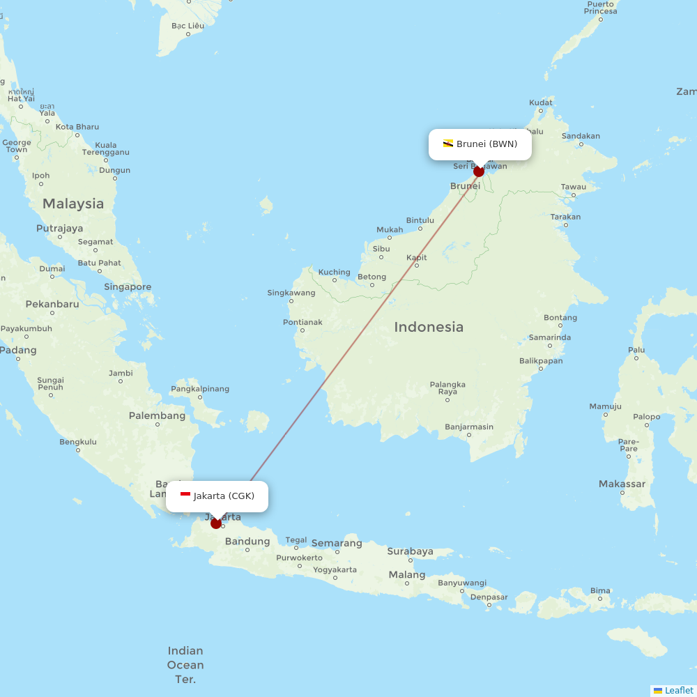 Royal Brunei Airlines at CGK route map
